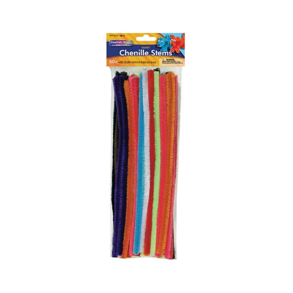 Creativity Street Giant Chenille Stems 1/2 in x 12 in Assorted Color Pack of 50
